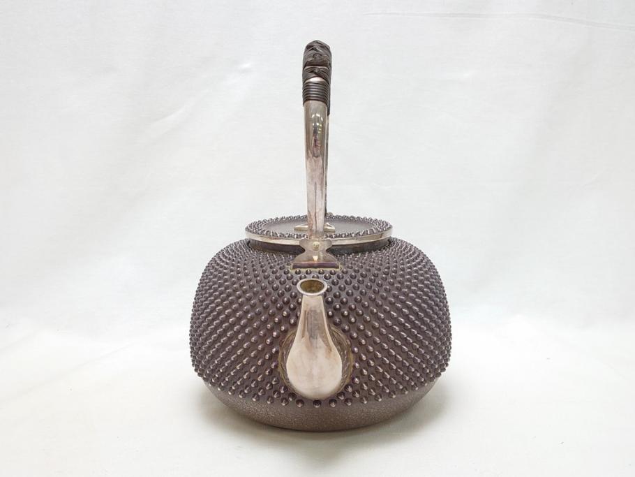 純銀製　玉露湯沸　銀瓶　茶道具(急須、煎茶道具、共箱付き、重量約1.18kg)(R-063905)
