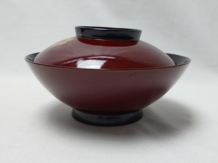 明治〜大正　輪島塗　花蝶　蒔絵　漆器　吸物椀10客(共箱付き、お椀)(R-063930)