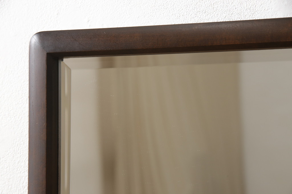 中古　北海道民芸家具　シンプルなデザインがお部屋に取り入れやすいウォールミラー(壁掛け鏡)(R-055216)