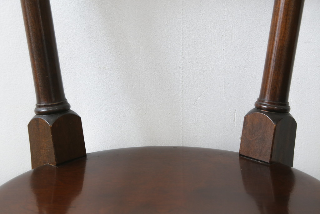 中古　美品　松本民芸家具　凝った装飾が素敵な南京小椅子(イス、板座チェア、ダイニングチェア)(R-064502)