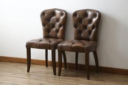 中古　ハロ(HALO)　アスプルンド(ASPLUND)取り扱い　CHESTER CHAIR(チェスターチェア)　重厚感のある佇まいが魅力的なチェア2脚セット(ダイニングチェア、椅子、イス)(R-065174)
