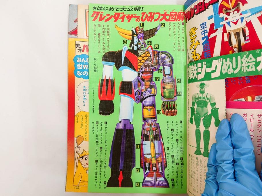 昭和50年　1975年　テレビマガジン 9月号・10月号・11月号　テレビ雑誌3冊セット(グレートマジンガー、仮面ライダーストロンガー、ライディーン、カード、ブロマイド、情報誌、古本)(R-082513)