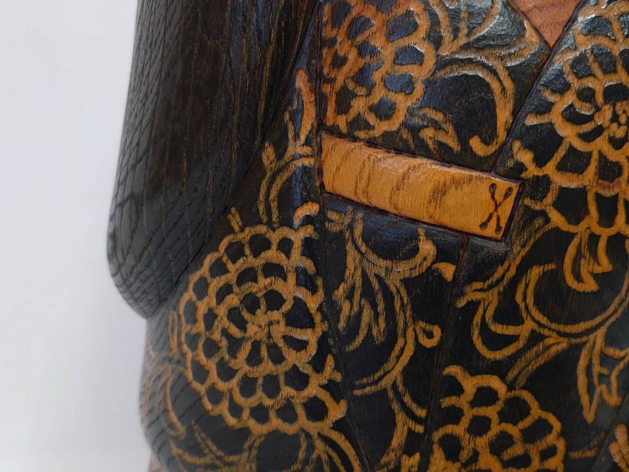 内閣総理大臣賞受賞作家　現代の名工　関口三作　「藍染」　高さ 約36cm　淑やかな美しさ漂う創作こけし(郷土人形玩具、伝統工芸、民芸品、置物、ディスプレイ、木彫、木製)(R-082514)