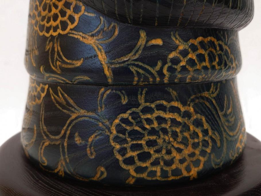 内閣総理大臣賞受賞作家　現代の名工　関口三作　「藍染」　高さ 約36cm　淑やかな美しさ漂う創作こけし(郷土人形玩具、伝統工芸、民芸品、置物、ディスプレイ、木彫、木製)(R-082514)