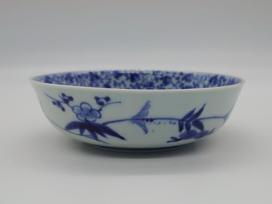 江戸期 古伊万里 染付 二重角福 花唐草文 繊細な絵柄に魅了される4.6寸 江戸期 古伊万里 染付 二重角福 花唐草文 繊細な絵柄に魅了される4.6寸