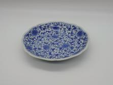 継山造　本錫　内螺鈿　蒔絵　桐唐草文　松に鶴　菓子鉢(六角、菓子器、深鉢、草花文)(R-062819)