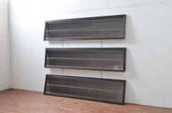 アンティーク建具　上手物!!　繊細な作りが魅力的な筬格子と凝った面取り框の欄間3枚(らんま、明り取り、明かり取り)(R-081967)