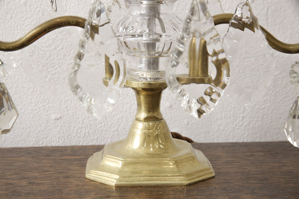 ビンテージ照明　フランス　真鍮(しんちゅう)　優雅なムードを演出してくれるテーブルスタンド(シャンデリア、デスクスタンド、卓上照明、ヴィンテージ)(R-058002)