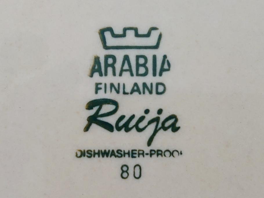 ARABIA　FINLAND　Ruija(ルイージャ)　Ulla Procope(ウラ・プロコッペ)　シンプルで使い勝手のよいスーププレート5枚セット(皿、深皿、ボウル、アラビア、フィンランド、北欧食器)(R-061703)