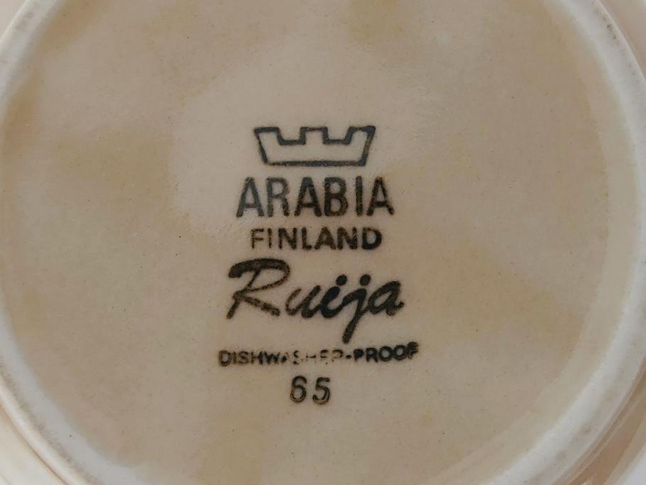 ARABIA　FINLAND　Ruija(ルイージャ)　Ulla Procope(ウラ・プロコッペ)　優しさと温かみある絵付けが印象的なティーカップ&ソーサー3客セット(アラビア、フィンランド、Sモデル、北欧食器、C&S)(R-061720)