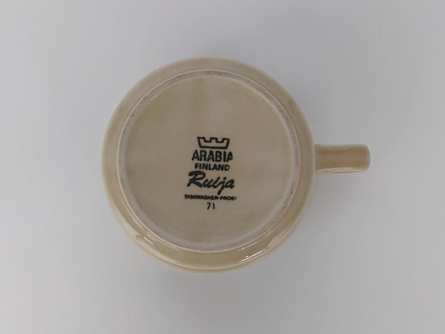 ARABIA　FINLAND　Ruija(ルイージャ)　Ulla Procope(ウラ・プロコッペ)　優しさと温かみある絵付けが印象的なティーカップ&ソーサー3客セット(アラビアフィンランド、Sモデル、北欧食器、C&S)(R-061721)