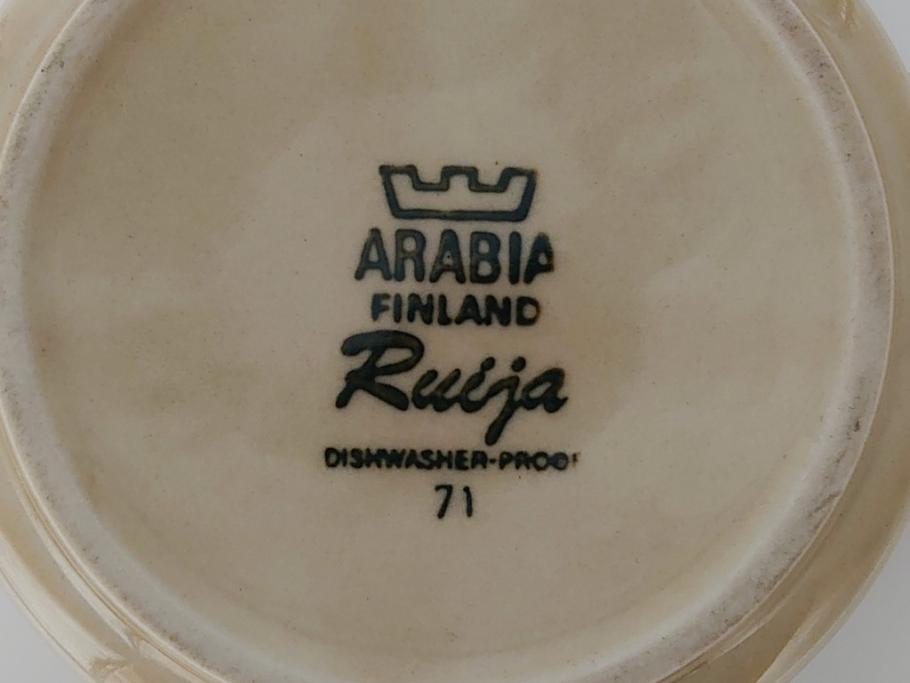 ARABIA　FINLAND　Ruija(ルイージャ)　Ulla Procope(ウラ・プロコッペ)　優しさと温かみある絵付けが印象的なティーカップ&ソーサー3客セット(アラビアフィンランド、Sモデル、北欧食器、C&S)(R-061721)