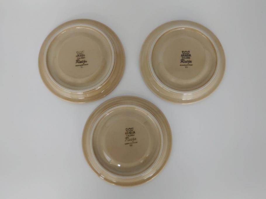 ARABIA　FINLAND　Ruija(ルイージャ)　Ulla Procope(ウラ・プロコッペ)　優しさと温かみある絵付けが印象的なティーカップ&ソーサー3客セット(アラビアフィンランド、Sモデル、北欧食器、C&S)(R-061721)