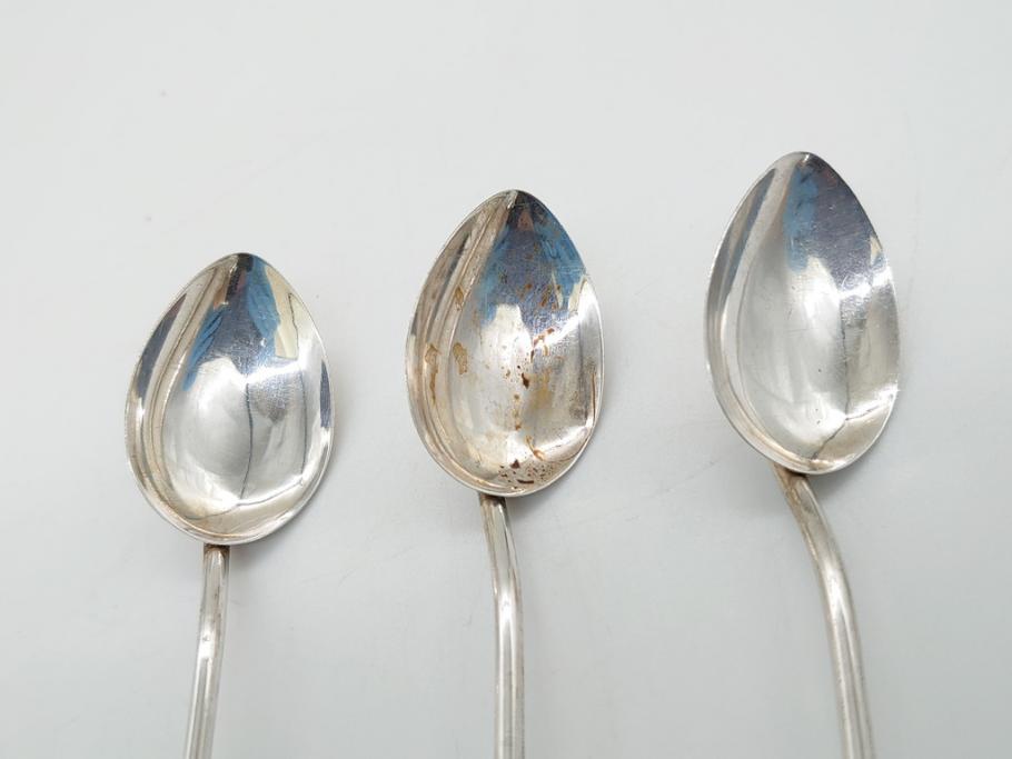 銀製　ストロースプーン　StrawSpoon　SILVER　STERLING950各6本ずつ(カラトリー、洋食器)(R-063948)