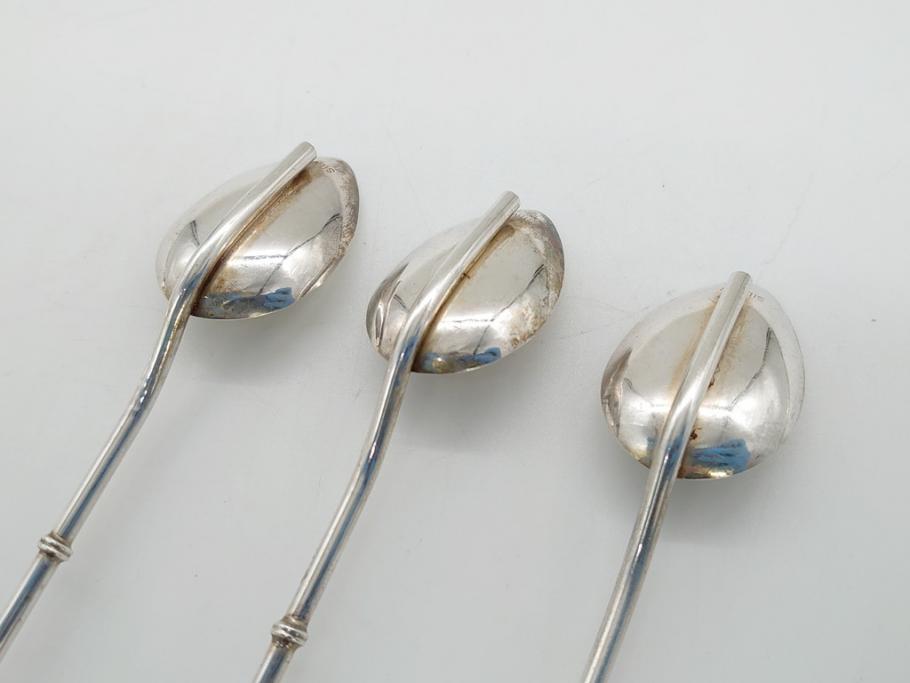 銀製　ストロースプーン　StrawSpoon　SILVER　STERLING950各6本ずつ(カラトリー、洋食器)(R-063948)