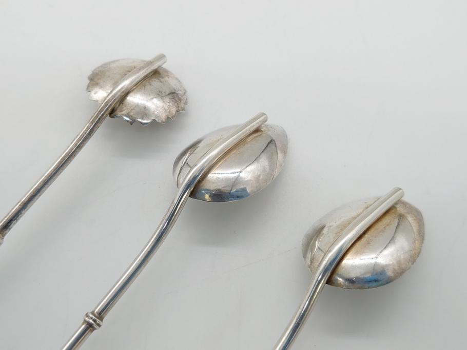 銀製　ストロースプーン　StrawSpoon　SILVER　STERLING950各6本ずつ(カラトリー、洋食器)(R-063948)