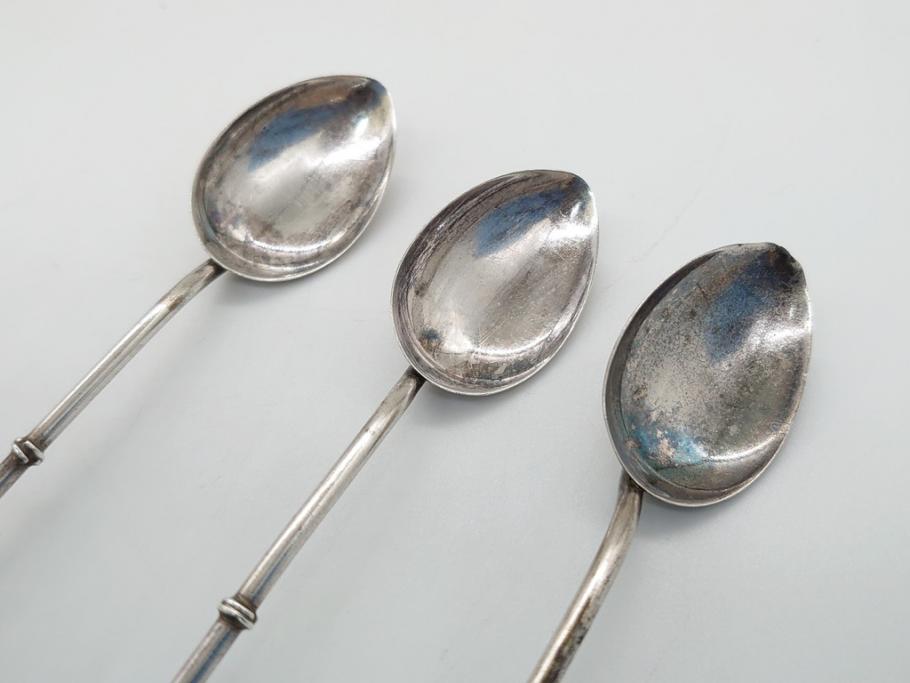 銀製　ストロースプーン　StrawSpoon　SILVER　STERLING950各6本ずつ(カラトリー、洋食器)(R-063948)