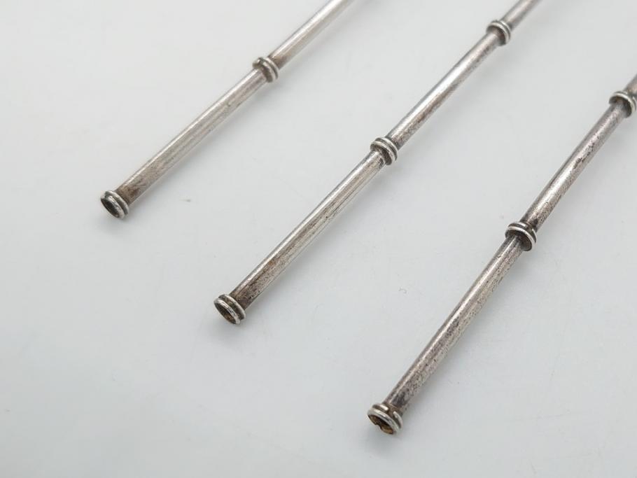 銀製　ストロースプーン　StrawSpoon　SILVER　STERLING950各6本ずつ(カラトリー、洋食器)(R-063948)