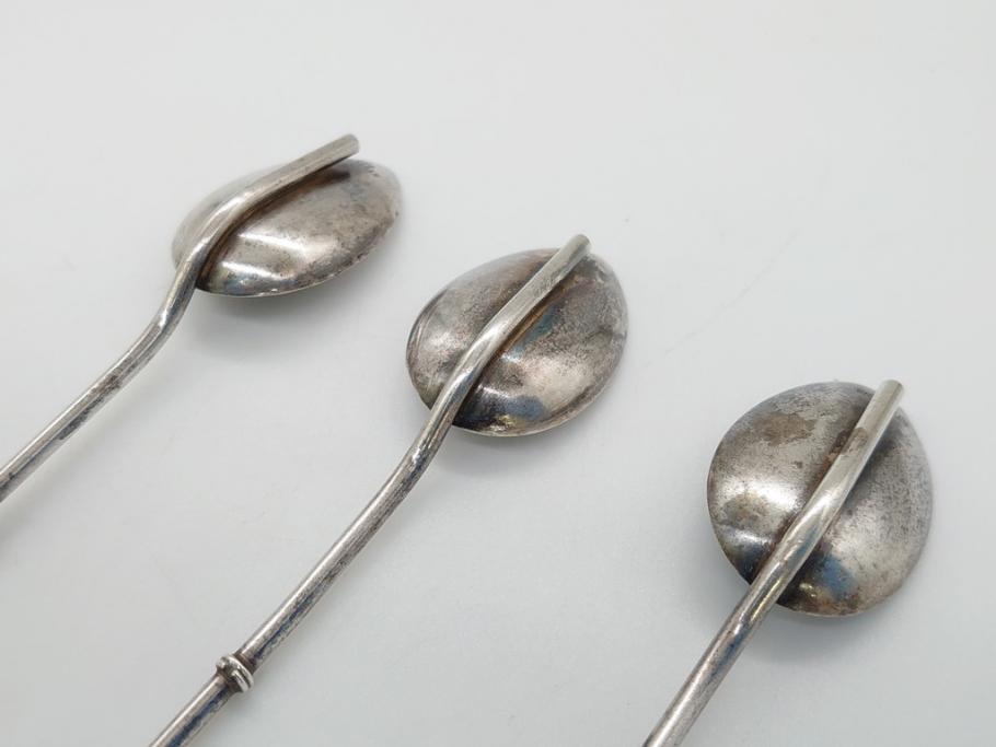 銀製　ストロースプーン　StrawSpoon　SILVER　STERLING950各6本ずつ(カラトリー、洋食器)(R-063948)