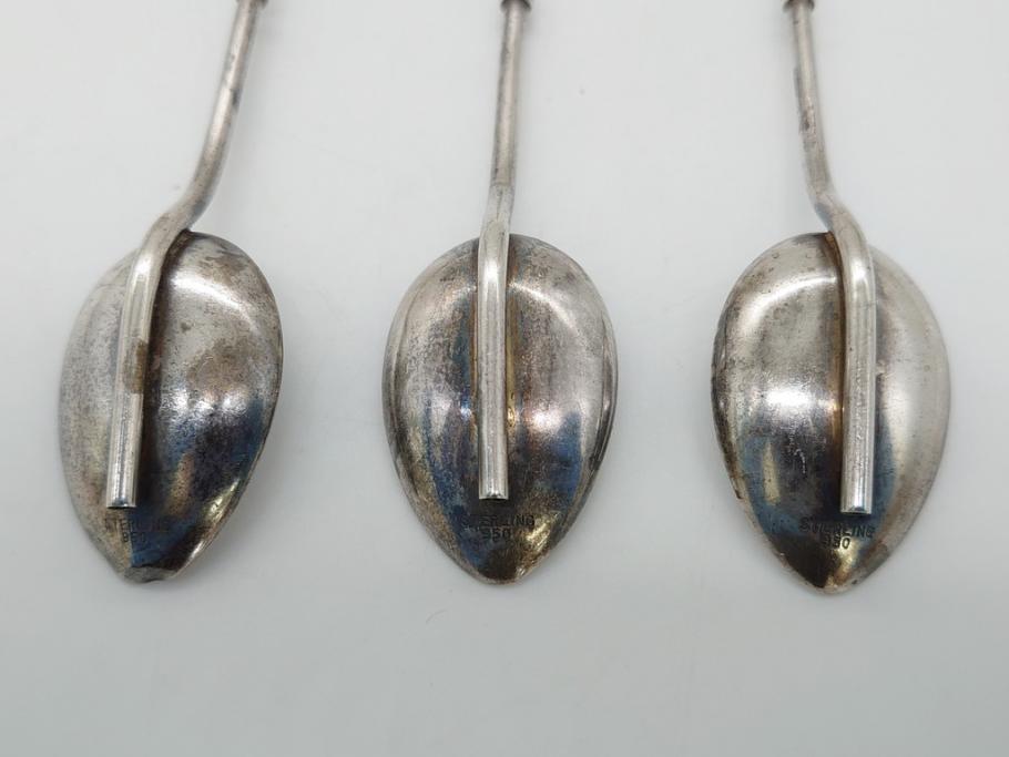 銀製　ストロースプーン　StrawSpoon　SILVER　STERLING950各6本ずつ(カラトリー、洋食器)(R-063948)