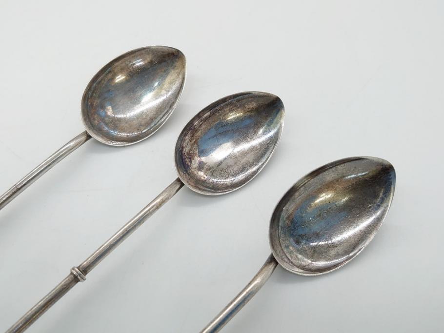 銀製　ストロースプーン　StrawSpoon　SILVER　STERLING950各6本ずつ(カラトリー、洋食器)(R-063948)