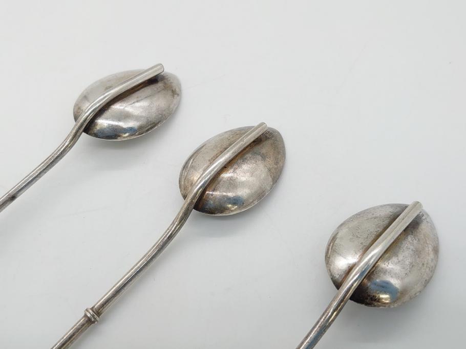 銀製　ストロースプーン　StrawSpoon　SILVER　STERLING950各6本ずつ(カラトリー、洋食器)(R-063948)