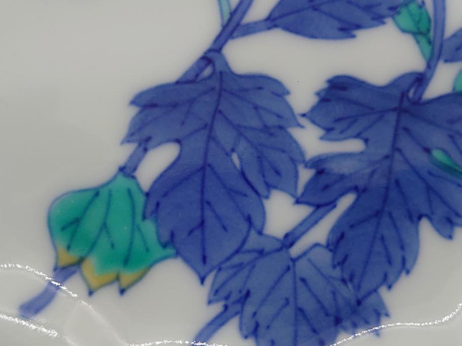 十三代　今泉今右衛門　重要無形文化財　5.5寸　錦菊絵果物皿5枚(共箱付き、五寸五分、和皿、和食器、色絵、色鍋島)(R-063949)