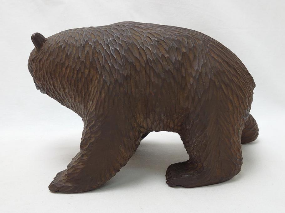 アイヌ　ガラス目　銘無し　木彫りの熊(ディスプレイ、置物、くま、クマ)(R-063928)