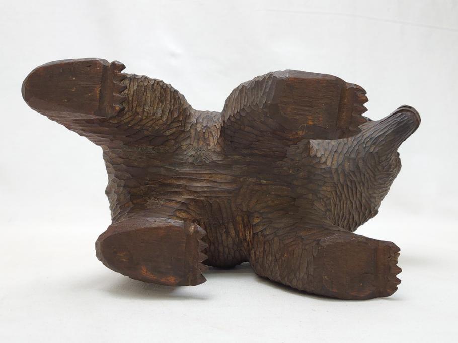 アイヌ　ガラス目　銘無し　木彫りの熊(ディスプレイ、置物、くま、クマ)(R-063928)