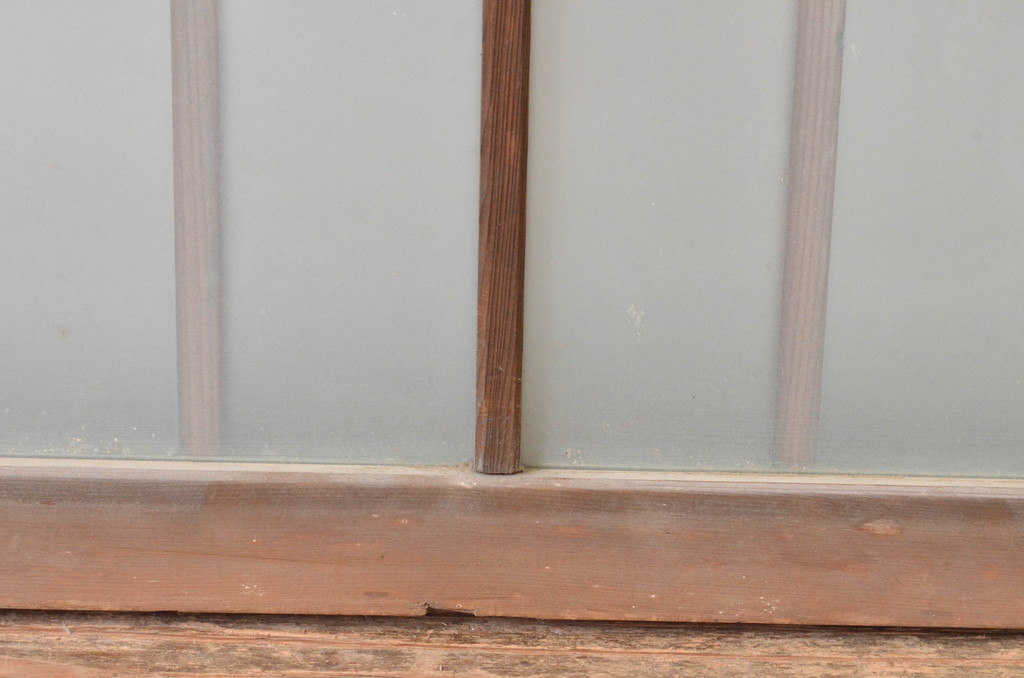アンティーク建具　和の雰囲気溢れるガラス入り格子欄間2枚セット(明り取り、明かり取り)(R-065293)