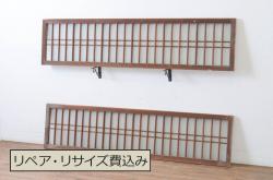 アンティーク建具　大正ロマン　古い洋館で使われていた背の高い両開きドア1対(2枚セット扉、木製扉)(R-065561)