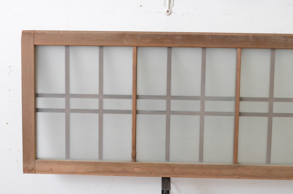 アンティーク建具　和の雰囲気溢れるガラス入り格子欄間3枚セット(明り取り、明かり取り)(R-065302)