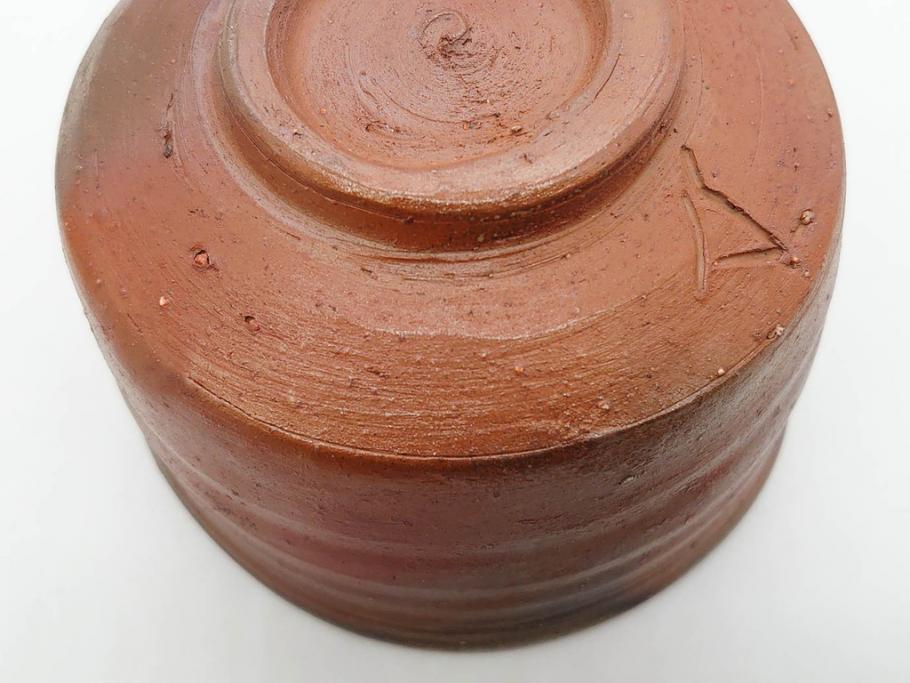 重要無形文化財　人間国宝　山本陶秀　備前焼　約12cm　4寸　深みのある色合いが上品な和の雰囲気を高める茶碗(和食器、抹茶碗、茶道具、茶器、共箱付き、四寸)(R-075878)