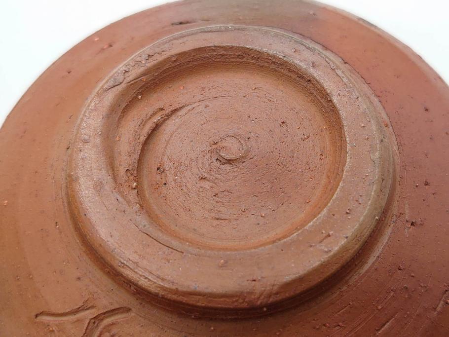 重要無形文化財　人間国宝　山本陶秀　備前焼　約12cm　4寸　深みのある色合いが上品な和の雰囲気を高める茶碗(和食器、抹茶碗、茶道具、茶器、共箱付き、四寸)(R-075878)