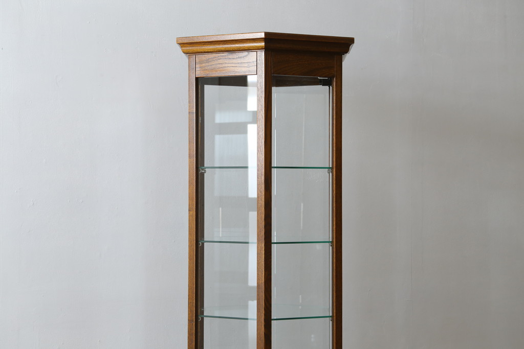 中古　美品　インテルナ南條　洗練された佇まいが魅力的なヘキサゴン縦型キュリオケース(飾り棚、ガラスケース、ショーケース、コレクションケース、キャビネット)(定価約40万円)(R-077671)