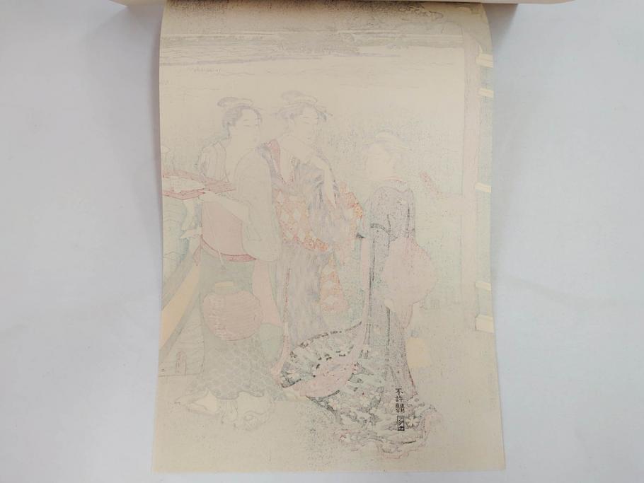 アダチ版画研究所　五都美術社　浮世絵版画撰集　版画8点セット(浮世繪、昇亭北寿、喜多川歌麿、東洲斎写楽、勝川春湖、歌川国政、菱川師宣、鳥居清重、清倍)(R-082521)