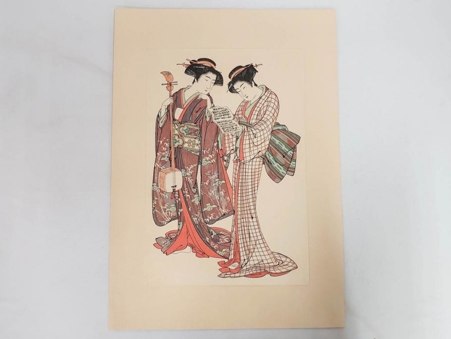 アダチ版画研究所　五都美術社　浮世絵版画撰集　版画8点セット(北尾重政、鳥居清信、清満、清長、石川豊信、栄松斎長喜、安藤広重、勝川春好)(R-082523)