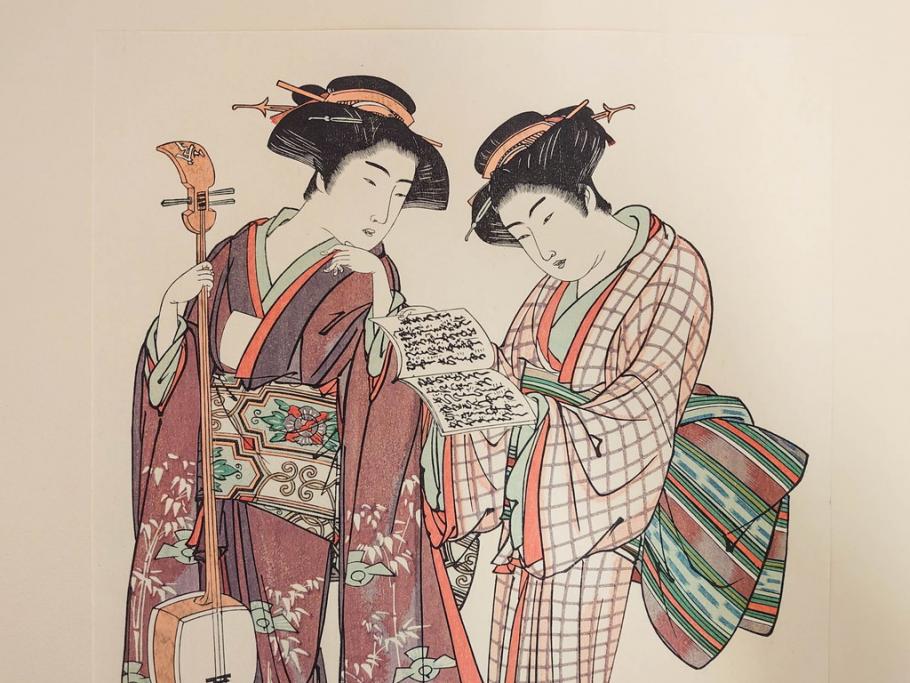 アダチ版画研究所　五都美術社　浮世絵版画撰集　版画8点セット(北尾重政、鳥居清信、清満、清長、石川豊信、栄松斎長喜、安藤広重、勝川春好)(R-082523)