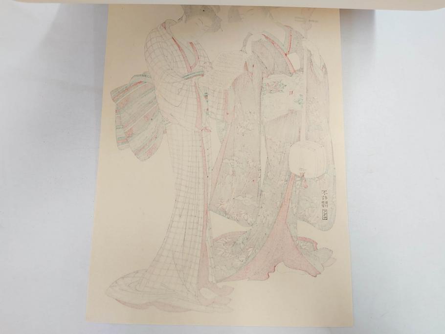 アダチ版画研究所　五都美術社　浮世絵版画撰集　版画8点セット(北尾重政、鳥居清信、清満、清長、石川豊信、栄松斎長喜、安藤広重、勝川春好)(R-082523)