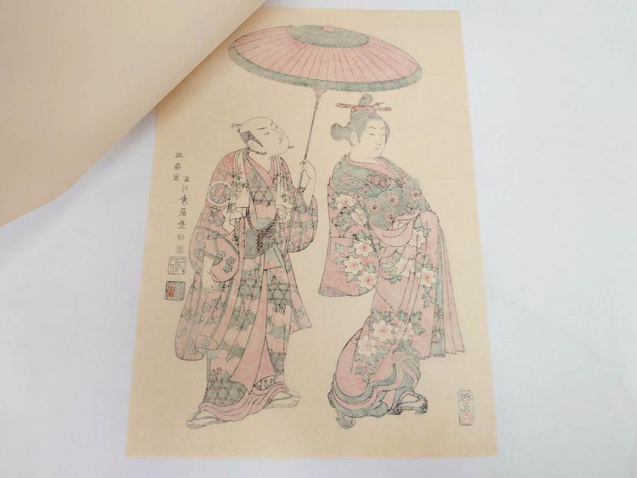 アダチ版画研究所　五都美術社　浮世絵版画撰集　版画8点セット(北尾重政、鳥居清信、清満、清長、石川豊信、栄松斎長喜、安藤広重、勝川春好)(R-082523)
