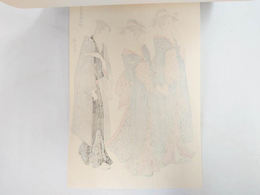 アダチ版画研究所　五都美術社　浮世絵版画撰集　版画8点セット(北尾重政、鳥居清信、清満、清長、石川豊信、栄松斎長喜、安藤広重、勝川春好)(R-082523)