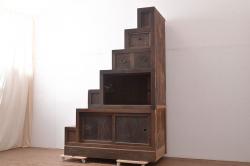 アンティーク家具　明治期　三方ケヤキ材　上手物　和の情緒あふれる階段箪笥(R-037181)