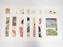 アダチ版画研究所　浮世絵版画撰集　版画14点セット(名所江戸百景、歌川広重、国貞、国政、豊広、喜多川歌麿、鳥高斎栄昌、北尾政演、東洲斎写楽、勝川春章、春英、一楽亭栄水、奥村利信、西村重長)(R-082525)