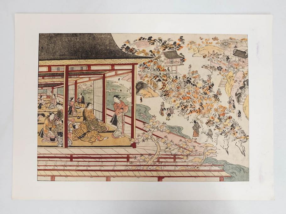 アダチ版画研究所　浮世絵版画撰集　版画14点セット(名所江戸百景、歌川広重、国貞、国政、豊広、喜多川歌麿、鳥高斎栄昌、北尾政演、東洲斎写楽、勝川春章、春英、一楽亭栄水、奥村利信、西村重長)(R-082525)