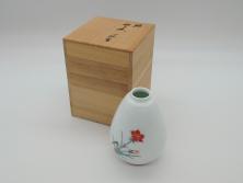 人間国宝　十四代　酒井田柿右衛門　錦　撫子文　一輪生　花瓶(共箱付き、濁手、磁器、陶磁器、赤絵、花器、色絵、作家物)(R-061689)