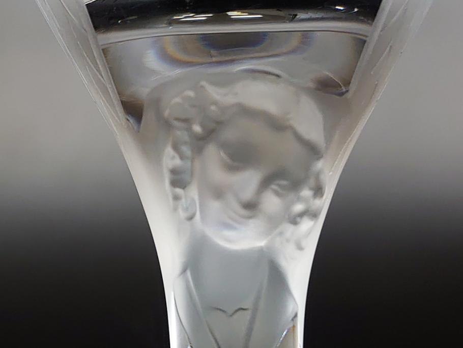 フランス　LALIQUE(ラリック)　アンジュ　天使　シャンパンフルート　上品で洗練されたワイングラス2客セット(1客は箱無し、Marc Lalique、マーク・ラリック、クリスタル)(R-061692)