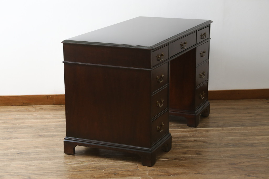 中古　DREXEL HERITAGE (ドレクセルヘリテイジ)　マホガニー材　洗練された大人の雰囲気醸し出す両袖デスク(机、在宅ワーク、在宅用ワークデスク)(R-052179)