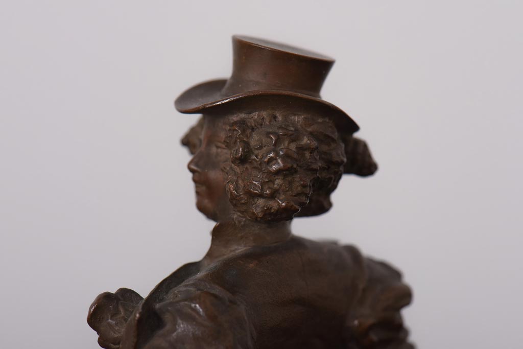 ヨーロッパヴィンテージ雑貨　ドイツ　フィギュリン　ブロンズ　テールコートの紳士の像(ディスプレイ雑貨、オブジェ、置き物、ビンテージ)
