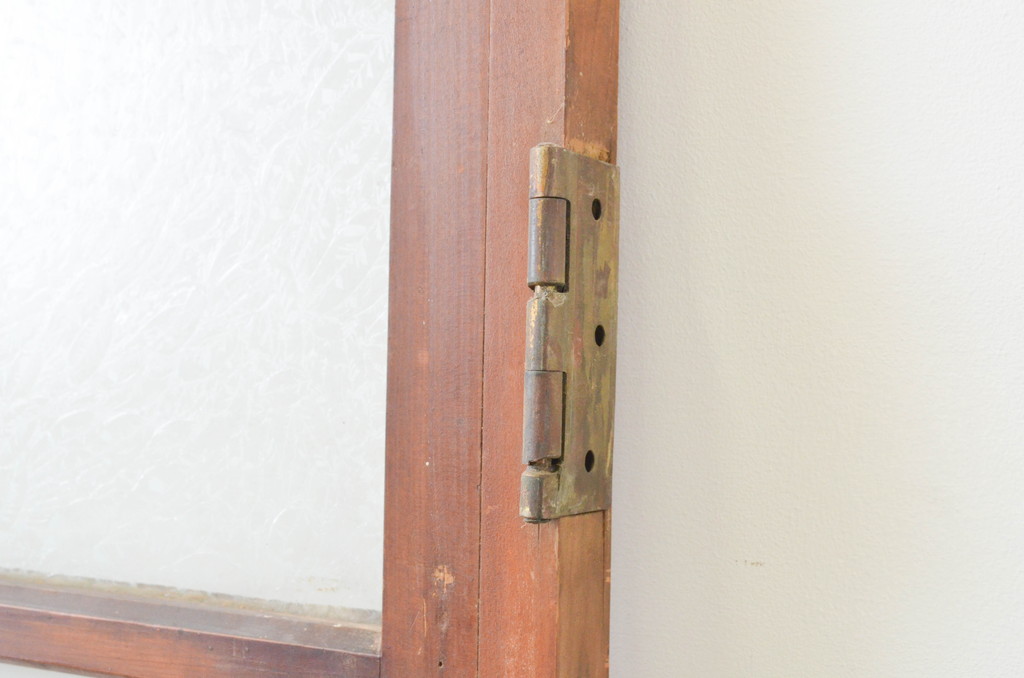アンティーク建具　レトロな雰囲気を醸し出すガラス扉1枚(木製扉、ドア)(R-067336)