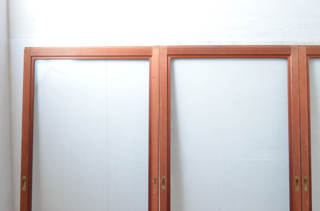 アンティーク建具　どこか懐かしい雰囲気漂う大判ガラス戸4枚セット(引き戸)(R-081572)